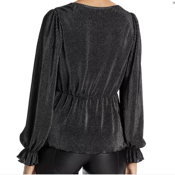 Chenault Metallic Crossover Peplum Blouse (NWT) - Picture 2 of 13